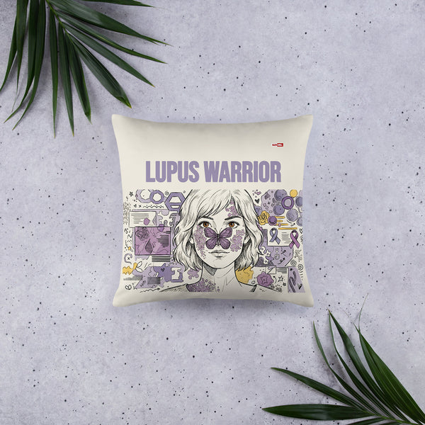 ILLTOCHILL Lupus Awareness Pillow – Flat Lifestyle Front (White)
