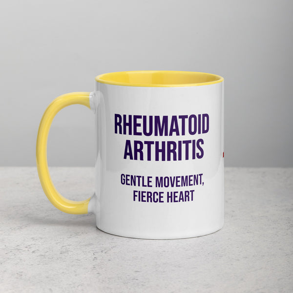 ILLTOCHILL RA awareness Rheumatoid Arthritis support gift Mug with Color Inside – Lifestyle 2 Left
