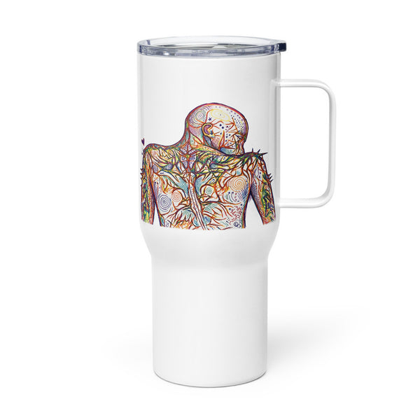 ILLTOCHILL Fibromyalgia awareness fibro gift Travel mug with a handle – Flat Left