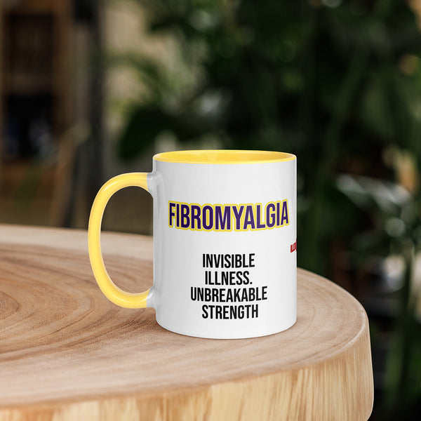 ILLTOCHILL Fibromyalgia awareness fibro gift Mug with Color Inside – Lifestyle 5 Left