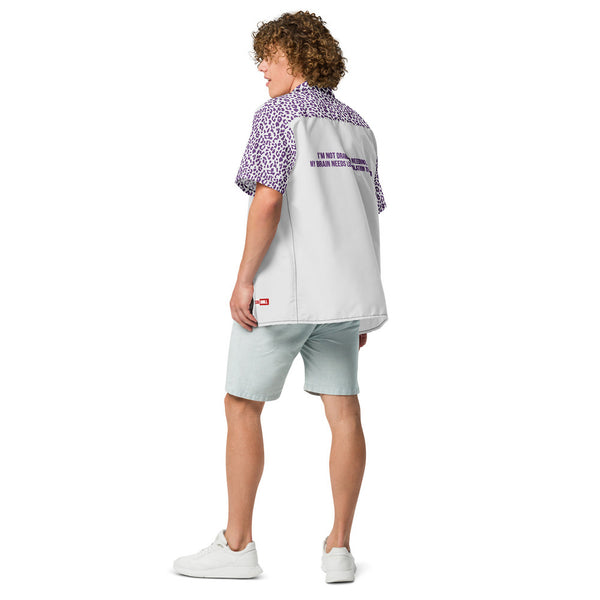 ILLTOCHILL Chronic Migraine awareness and support Unisex button shirt – Men's Back (Black)