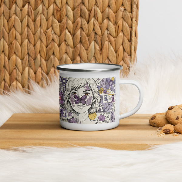 ILLTOCHILL Lupus awareness gift Enamel Mug – Lifestyle 4 Right