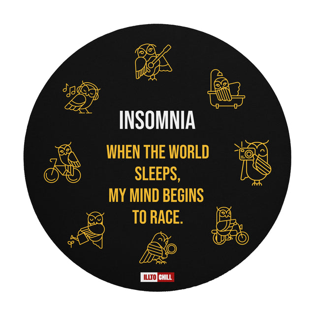 Wired But Tired Round Mouse Pad – ILLTOCHILL desk vibe