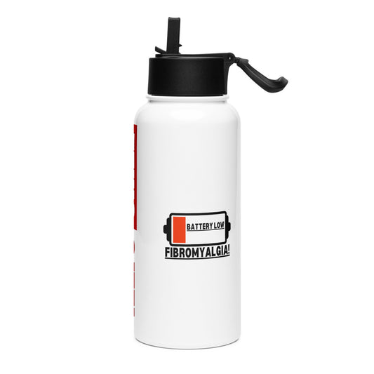 ILLTOCHILL Fibromyalgia awareness Battery Low funny fibro gift Stainless steel water bottle with a straw lid.