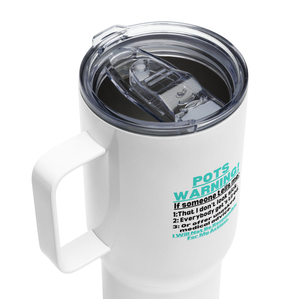 ILLTOCHILL Postural orthostatic tachycardia syndrome awareness POTS Warning gift Travel mug with a handle.