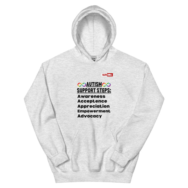 Ash Hoodie Front 1 - ILLTOCHILL Autism awareness gift 'Autism support steps' autistic Unisex Hoodie