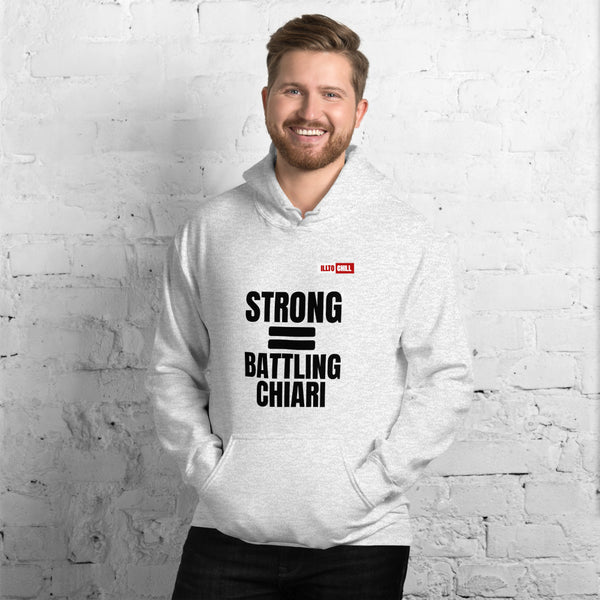 Ash Hoodie Front 3 - ILLTOCHILL Chiari Malformation Awareness 'Strong is equal to Batting CM ' Gift Unisex Hoodie.