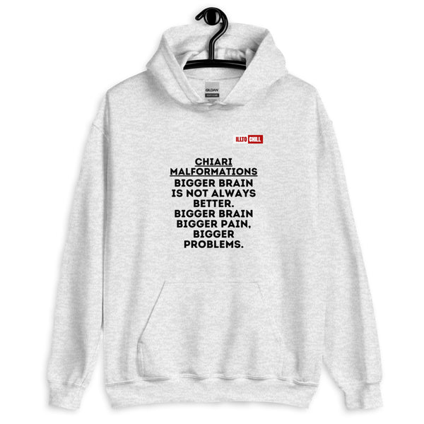 Ash Hoodie Front 2 - ILLTOCHILL CM Chiari Malformation 'Bigger brain Bigger problem' Gift Unisex Hoodie.
