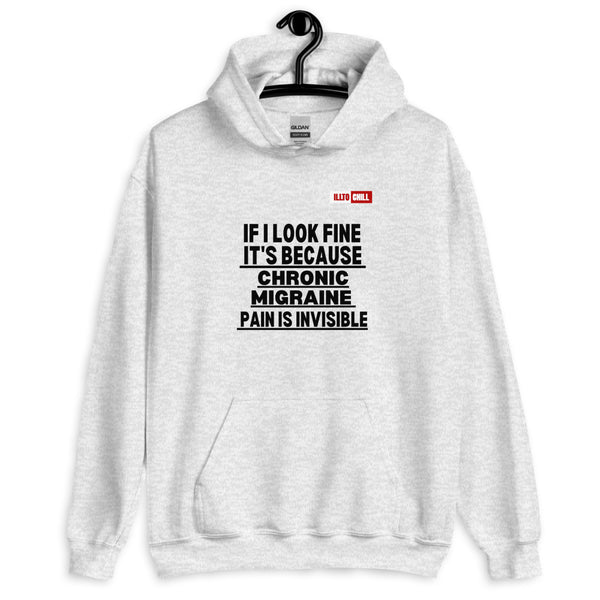 Ash Hoodie Front 2 - ILLTOCHILL Chronic Migraine awareness 'Pain is Invisible' migraine gift Unisex Hoodie.