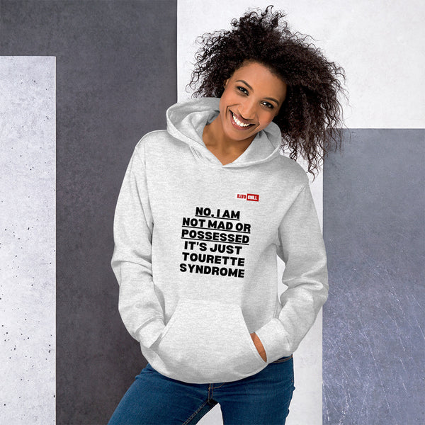 Ash Hoodie Front 4 - ILLTOCHILL I have Tourette syndrome 'Not Mad or Possessed' Tourette awareness gift Unisex Hoodie.