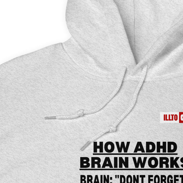 Ash Hoodie Detail 1 - ILLTOCHILL Attention deficit hyperactivity disorder awareness 'How ADHD brain works' sarcastic gift Unisex Hoodie