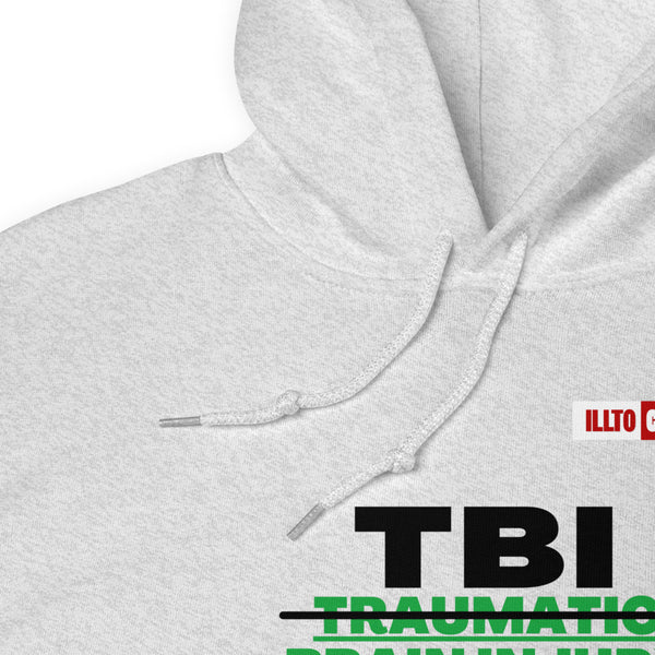 Ash Hoodie Detail 1 - ILLTOCHILL Brain Injury awareness 'TBI Totally Brave Individual' TBI support gift Unisex Hoodie