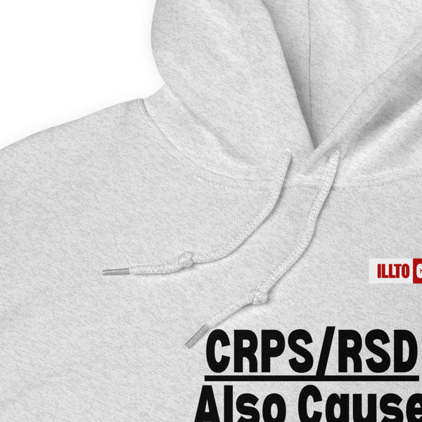 Ash Hoodie Detail 1 - ILLTOCHILL Complex regional pain syndrome awareness 'CRPS,RSD causes Allodynia' educational gift Unisex Hoodie.