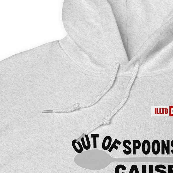 Ash Hoodie Detail 1 - ILLTOCHILL Fibromyalgia awareness 'Out of Spoons' funny fibro gift Unisex Hoodie.
