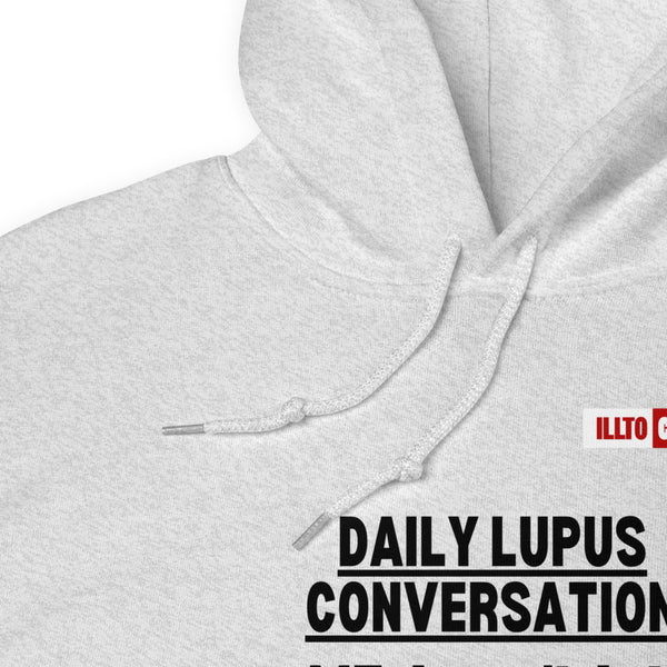 Ash Hoodie Detail 1 - ILLTOCHILL 'Daily Lupus conversation' autoimmune disease funny lupus awareness gift Unisex Hoodie.
