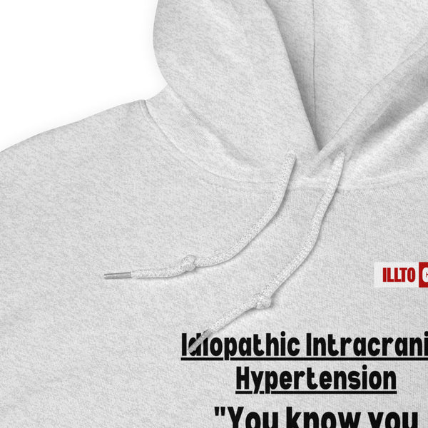 Ash Hoodie Detail 1 - ILLTOCHILL Idiopathic intracranial hypertension feels like 'Heart beating in skull' IIH awareness gift Unisex Hoodie.