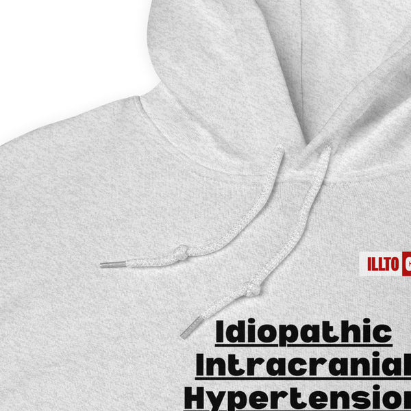 Ash Hoodie Detail 1 - ILLTOCHILL Idiopathic intracranial hypertension 'Think it's hard to say' Sarcastic IIH gift Unisex Hoodie.