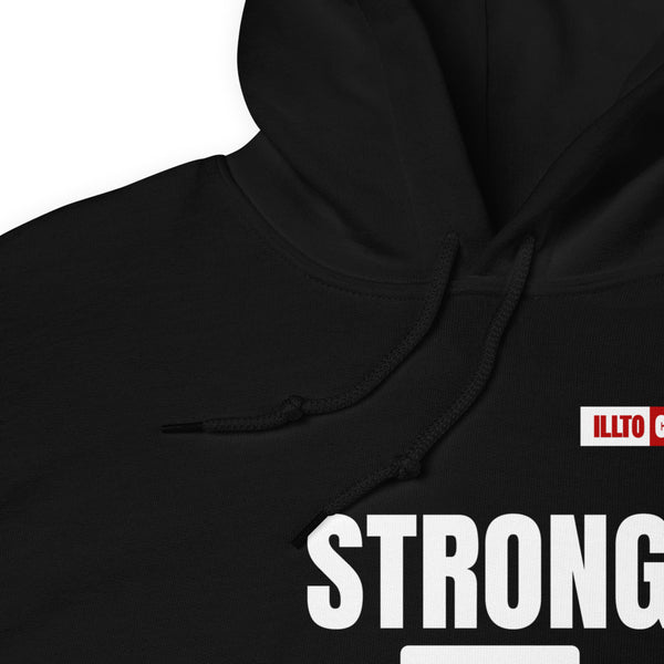 Black Hoodie Detail 1 - ILLTOCHILL Chiari Malformation Awareness 'Strong is equal to Batting CM ' Gift Unisex Hoodie.