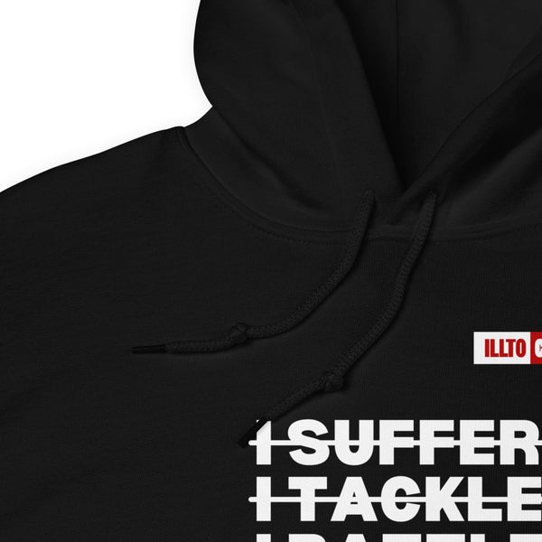 Black Hoodie Detail 1 - ILLTOCHILL Complex regional pain syndrome awareness 'I battle CRPS' support gift Unisex Hoodie.