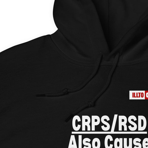 Black Hoodie Detail 1 - ILLTOCHILL Complex regional pain syndrome awareness 'CRPS,RSD causes Allodynia' educational gift Unisex Hoodie.