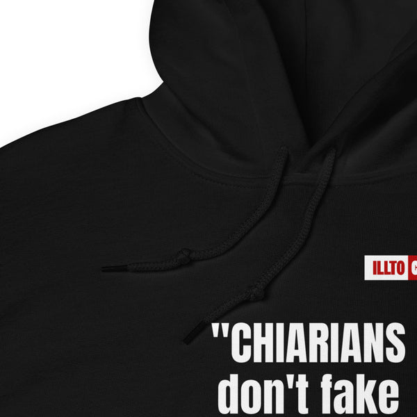 Black Hoodie Detail 1 - ILLTOCHILL CM Chiari Malformation Awareness, 'Chiarians dont fake their illnes' Gift Unisex Hoodie.