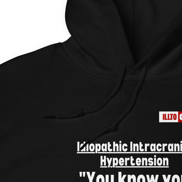 Black Hoodie Detail 1 - ILLTOCHILL Idiopathic intracranial hypertension 'Wish just had headache' IIH awareness gift Unisex Hoodie.