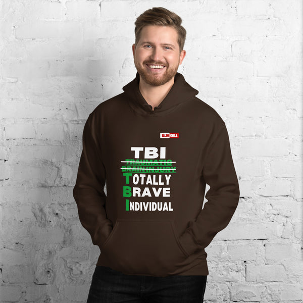 Dark Chocolate Hoodie Front 3 - ILLTOCHILL Brain Injury awareness 'TBI Totally Brave Individual' TBI support gift Unisex Hoodie