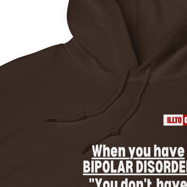 Dark Chocolate Hoodie Detail 1 - ILLTOCHILL Bipolar disorder 'Mood Bungee Jumping' funny bipolar gift Unisex Hoodie