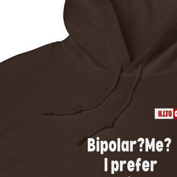 Dark Chocolate Hoodie Detail 1 - ILLTOCHILL Bipolar disorder awareness 'Predictably Unpredictable' Bipolar sarcastic gift Unisex Hoodie