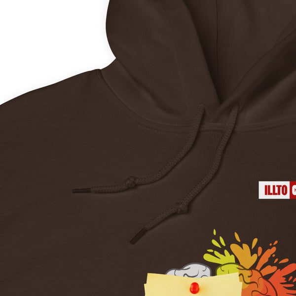 Dark Chocolate Hoodie Detail 1 - ILLTOCHILL Chronic Migraine 'Constant Pain' migraine support gift Unisex Hoodie.