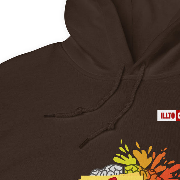 Dark Chocolate Hoodie Detail 1 - ILLTOCHILL CPTSD 'Out of order' Complex post traumatic stress disorder Awareness gift Unisex Hoodie.