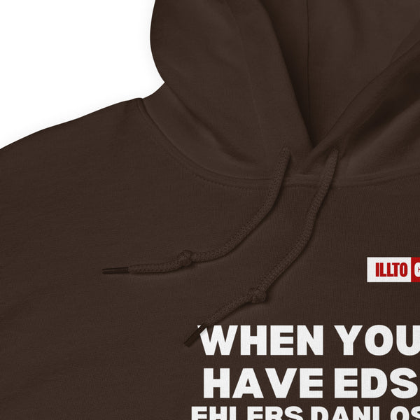 Dark Chocolate Hoodie Detail 1 - ILLTOCHILL Ehlers-Danlos syndrome awareness 'It isn't just pain' eds educational gift Unisex Hoodie.