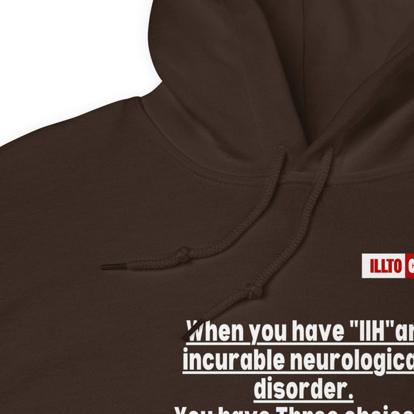 Dark Chocolate Hoodie Detail 1 - ILLTOCHILL Idiopathic intracranial hypertension 'Neurological disorder' IIH fighter gift Unisex Hoodie.