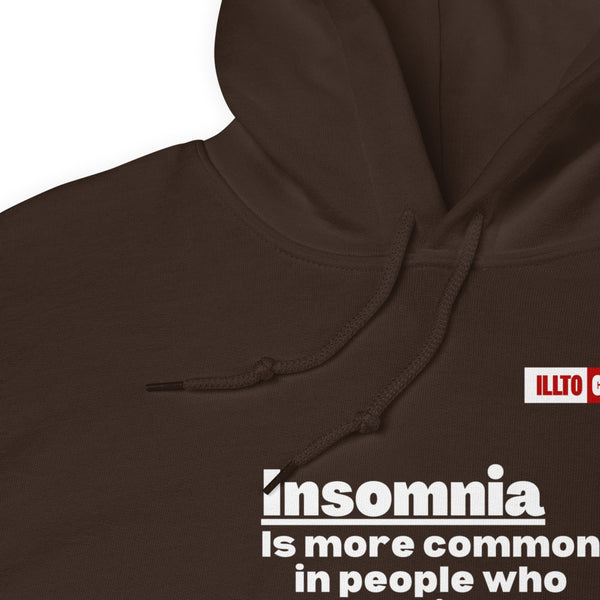 Dark Chocolate Hoodie Detail 1 - ILLTOCHILL 'Insomnia is common in high IQ people' sarcastic insomnia awareness gift Unisex Hoodie.