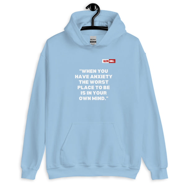Light Blue Hoodie Front 2 - ILLTOCHILL Anxiety awareness and anxiety education gift Unisex Hoodie