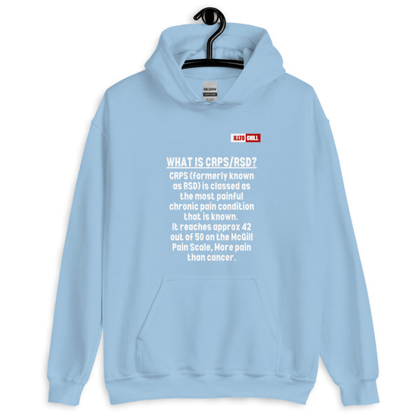 Light Blue Hoodie Front 2 - ILLTOCHILL Complex regional pain syndrome awareness 'What is CRPS,RSD' gift Unisex Hoodie.