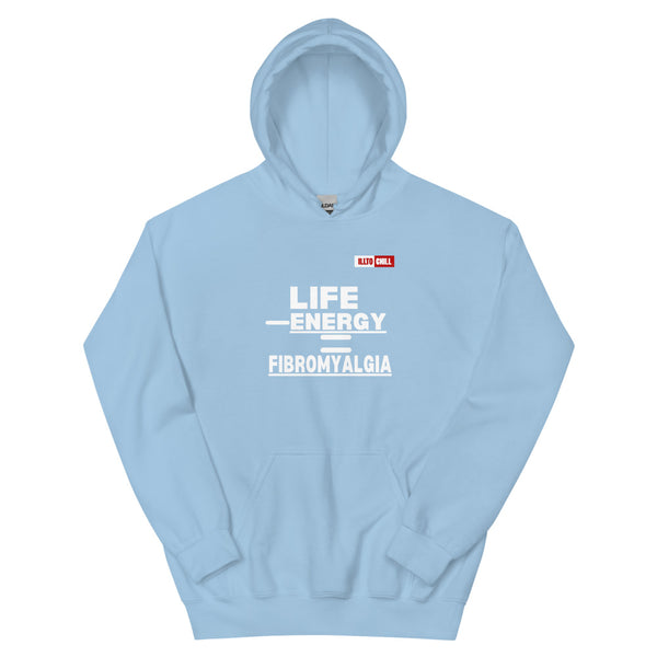 Light Blue Hoodie Front 1 - ILLTOCHILL Fibromyalgia awareness 'Life - Energy = Fibromyalgia' funny fibro gift Unisex Hoodie.