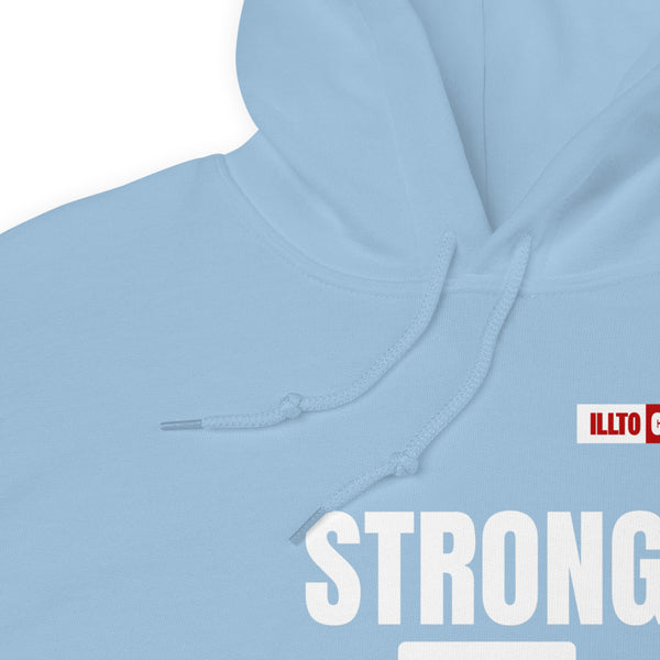 Light Blue Hoodie Detail 1 - ILLTOCHILL Chiari Malformation Awareness 'Strong is equal to Batting CM ' Gift Unisex Hoodie.