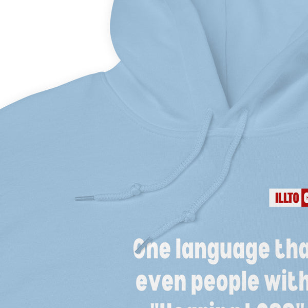 Light Blue Hoodie Detail 1 - ILLTOCHILL Hearing loss support hearing impaired educational gift Unisex Hoodie.