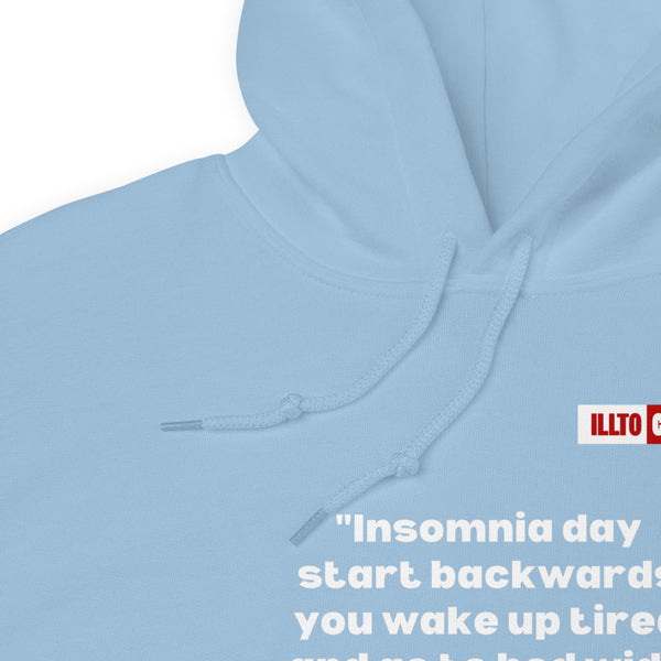 Light Blue Hoodie Detail 1 - ILLTOCHILL Isomnia awareness funny insomnia sleep schedule gift Unisex Hoodie.
