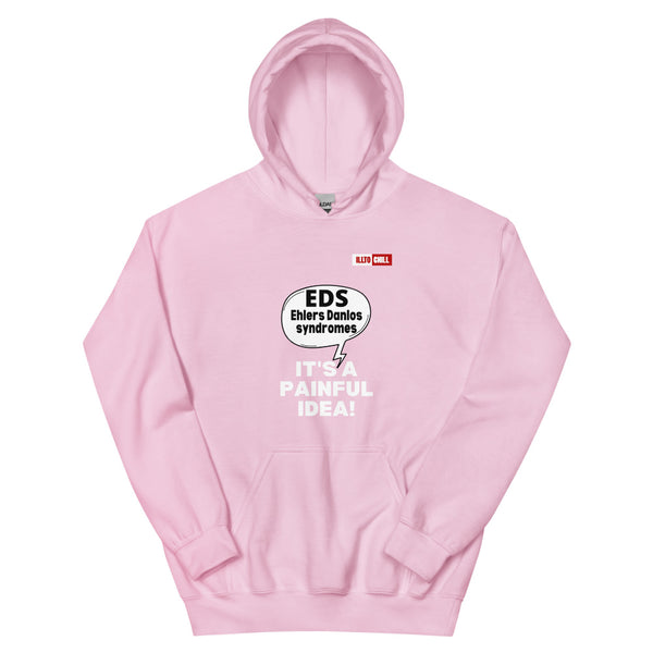 Light Pink Hoodie Front 1 - ILLTOCHILL Ehlers-Danlos syndrome awareness 'It's a painful idea' eds support gift Unisex Hoodie.