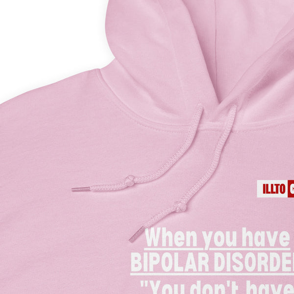 Light Pink Hoodie Detail 1 - ILLTOCHILL Bipolar disorder 'Mood Bungee Jumping' funny bipolar gift Unisex Hoodie