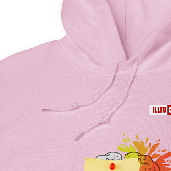 Light Pink Hoodie Detail 1 - ILLTOCHILL Chronic Migraine 'Constant Pain' migraine support gift Unisex Hoodie.