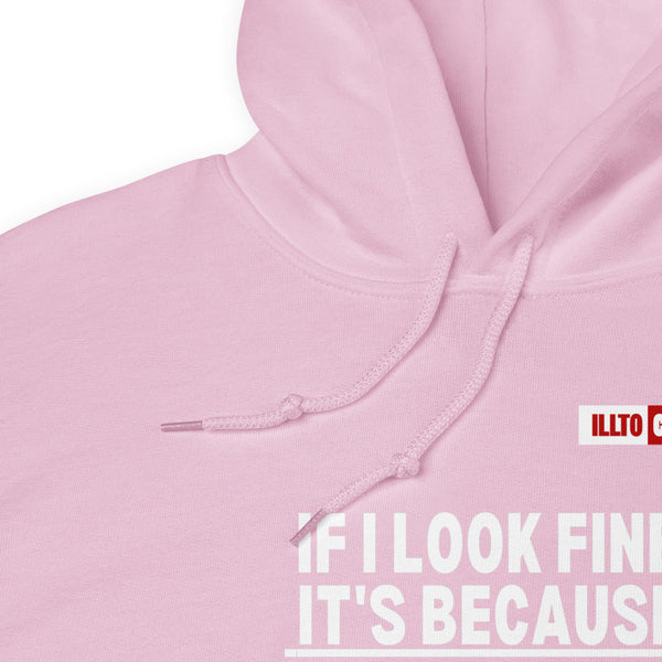 Light Pink Hoodie Detail 1 - ILLTOCHILL Chronic Migraine awareness 'Pain is Invisible' migraine gift Unisex Hoodie.