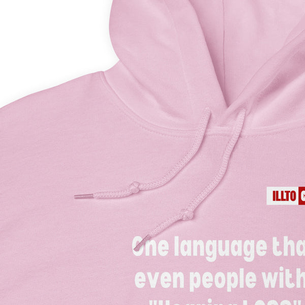 Light Pink Hoodie Detail 1 - ILLTOCHILL Hearing loss support hearing impaired educational gift Unisex Hoodie.