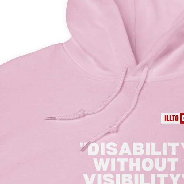 Light Pink Hoodie Detail 1 - ILLTOCHILL Fibromyalgia awareness 'Disability without visibility' fibro gift Unisex Hoodie.