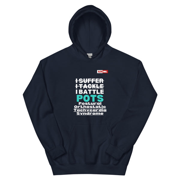 Navy Hoodie Front 1 - ILLLTOCHILL Postural orthostatic tachycardia syndrome warrior gift, POTS awareness gift Unisex Hoodie