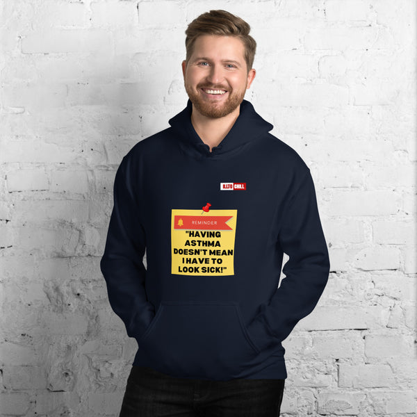Navy Hoodie Front 3 - ILLTOCHILL Asthma Reminder quote, Asthma awareness Gift Unisex Hoodie