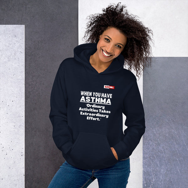 Navy Hoodie Front 4 - ILLTOCHILL Asthma awareness 'Ordinary activity takes extraordinary effort' educational gift Unisex Hoodie