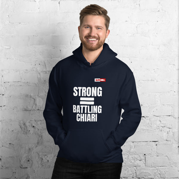Navy Hoodie Front 3 - ILLTOCHILL Chiari Malformation Awareness 'Strong is equal to Batting CM ' Gift Unisex Hoodie.